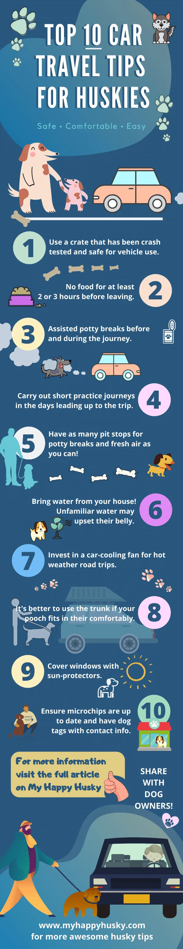 car travel tips for huskies infographic